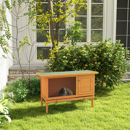 PawHut Rabbit Hutch Outdoor Guinea Pig Hutch Bunny Cage Shelter Outdoor, 90 x 45 x 65cm 