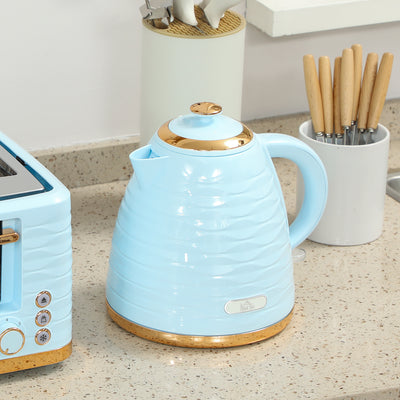HOMCOM 3000W 1.7L Kettle & 4 Slice Toaster, Kettle and Toaster Set with 7 Browning Controls and Crumb Tray, Light Blue 