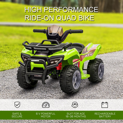 HOMCOM 6V Kids Electric Ride on Car Toddlers Quad Bike All Terrain Vehicle Toy With Music for 18-36 months Green 