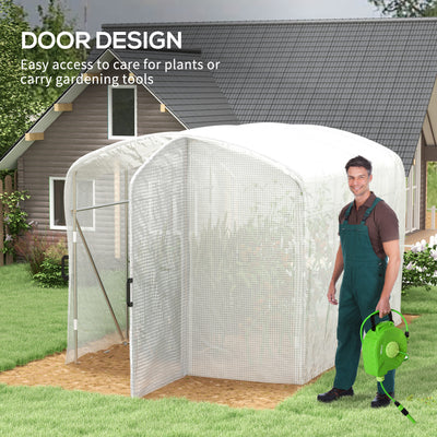 Outsunny Polytunnel Greenhouse Walk-in Grow House with UV-resistant PE Cover, Door and Galvanised Steel Frame, 2 x 2 x 2m, White 