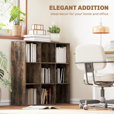 HOMCOM Nine-Cube Storage Shelf - Rustic Brown 