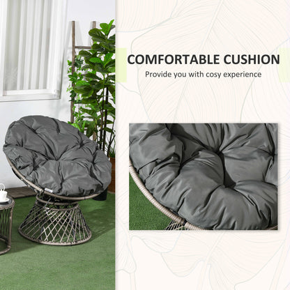 Outsunny Three-Piece Rattan Garden Moon Chair Set - Grey 