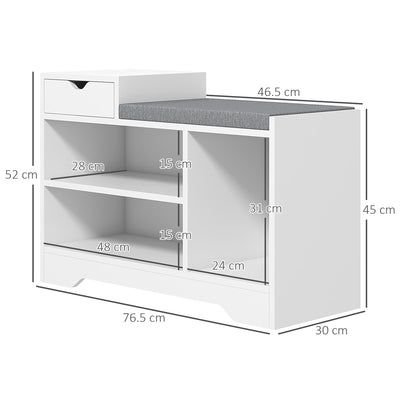 HOMCOM Multi-Compartment Shoe Bench, with Seat - White 
