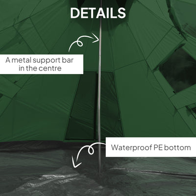 Outsunny 6 Men Tipi Tent with Carry Bag - Green 