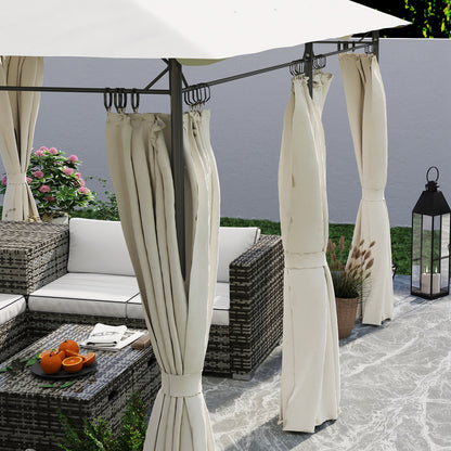 Outsunny 3 x 4m Metal Frame, Two-Tier Roof Gazebo - Cream White