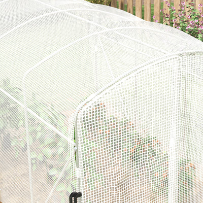 Outsunny Polytunnel Greenhouse Walk-in Grow House with UV-resistant PE Cover, Door and Galvanised Steel Frame, 2 x 2 x 2m, White 