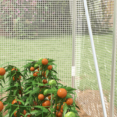 Outsunny Polytunnel Greenhouse Walk-in Grow House with UV-resistant PE Cover, Door and Galvanised Steel Frame, 2 x 2 x 2m, White 