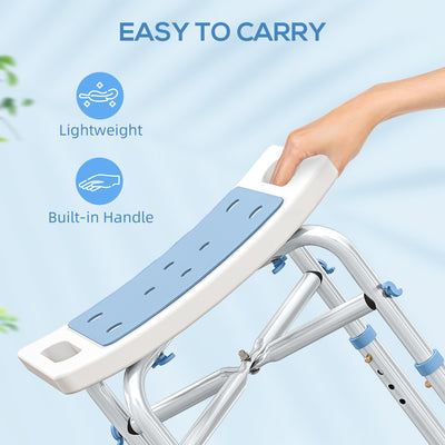 HOMCOM 44-51.5cm Aluminium Frame Shower/Bath Stool - Light Blue 