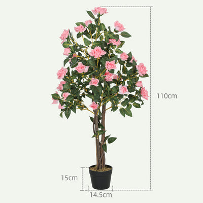 HOMCOM Set of Two Faux Rose Plants, with Pots 