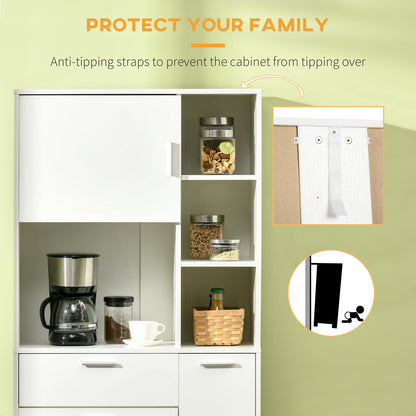 HOMCOM Kitchen Cupboard, Modern Kitchen Storage Cabinet with Shelves and Drawer, Free Standing Kitchen Units, 166\'c2\'a0cm, White