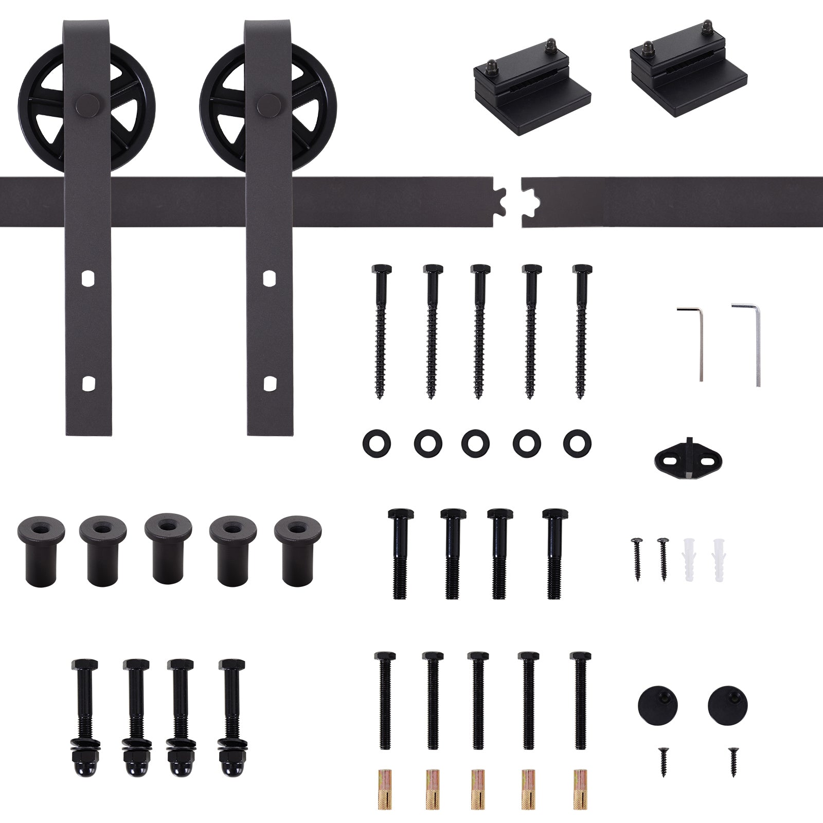 HOMCOM 6ft Modern Single Sliding Barn Door Track Kit Set Closet Hardware for Single Wooden Door 