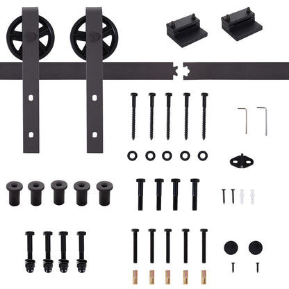 HOMCOM 6ft Modern Single Sliding Barn Door Track Kit Set Closet Hardware for Single Wooden Door 