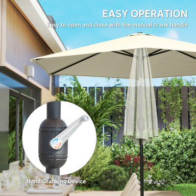 Outsunny 2.6 m Garden Parasol Umbrella with Aluminium Pole, Outdoor Patio Umbrella with Tilt and Crank, Vent, Cream White 