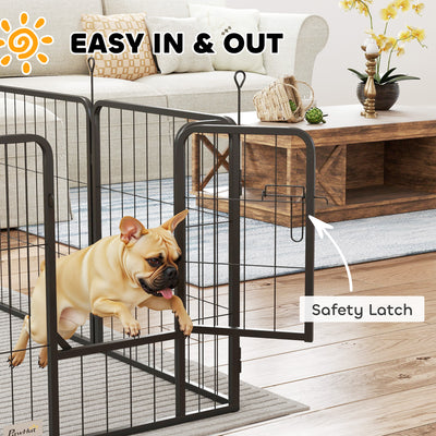 PawHut 12 Panels Heavy Duty Dog Playpen with Doors, for Small Dogs, 60cm High, Black 