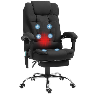 Vinsetto Heated 6 Points Vibration Massage Executive Office Chair Adjustable Swivel Ergonomic High Back Desk Chair Recliner with Footrest Full Black 