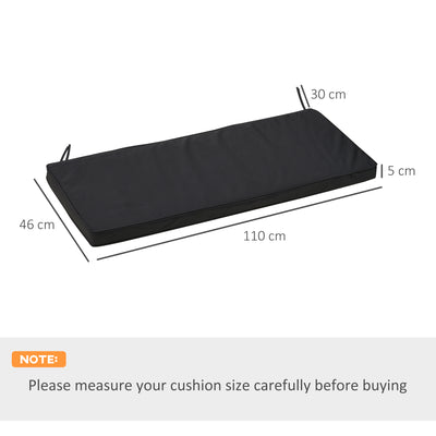Outsunny 2-Seater Garden Bench Cushion with Ties, Swing Chair Cushion, Replacement Cushion for Outdoor Furniture, 110 x 46 cm, Black 