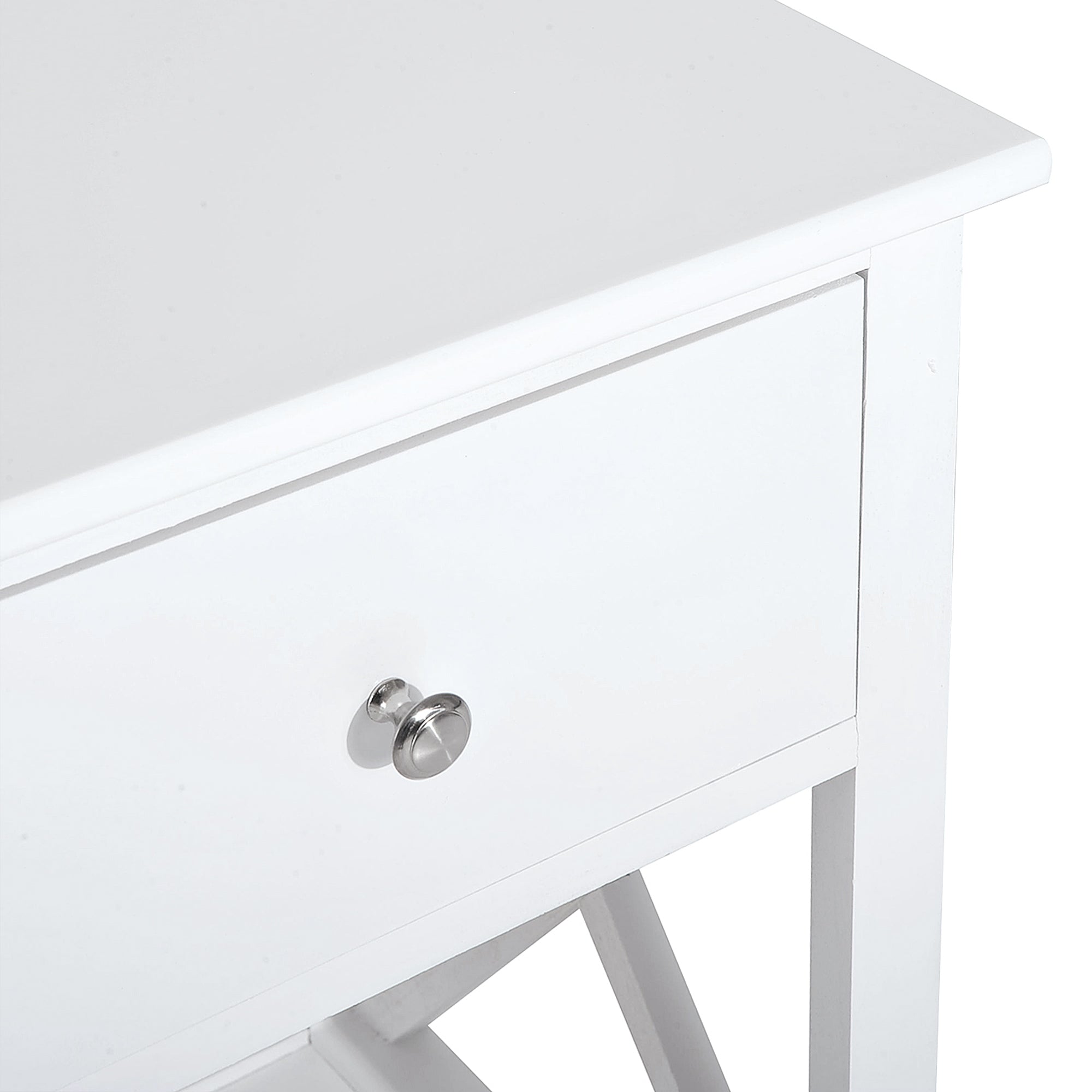HOMCOM End Table, Sofa Side Table with Drawer X Bar Bottom Storage Shelf, Nightstand Bedside Table for Bedroom or Living Room White 