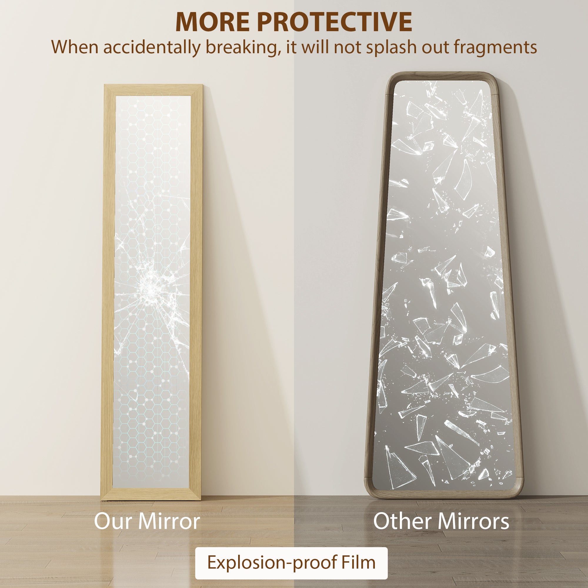 HOMCOM 37 x 157 cm Full Length Mirror - Natural 