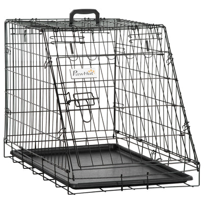 Pawhut Trapeze Collapsible Dog Pet Travel Box Cage Removable Tray 77 x 47 x 55cm 