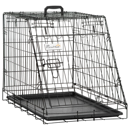 Pawhut Trapeze Collapsible Dog Pet Travel Box Cage Removable Tray 77 x 47 x 55cm 