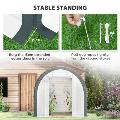 Outsunny 3 x 2(m) Walk-In Tunnel Greenhouse, with Accessories - White 