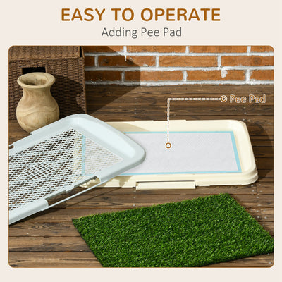 PawHut Puppy Training Pad, Indoor Portable Puppy Pad, with Artificial Grass, Grid, Panel, Tray, 63 x 48.5cm 