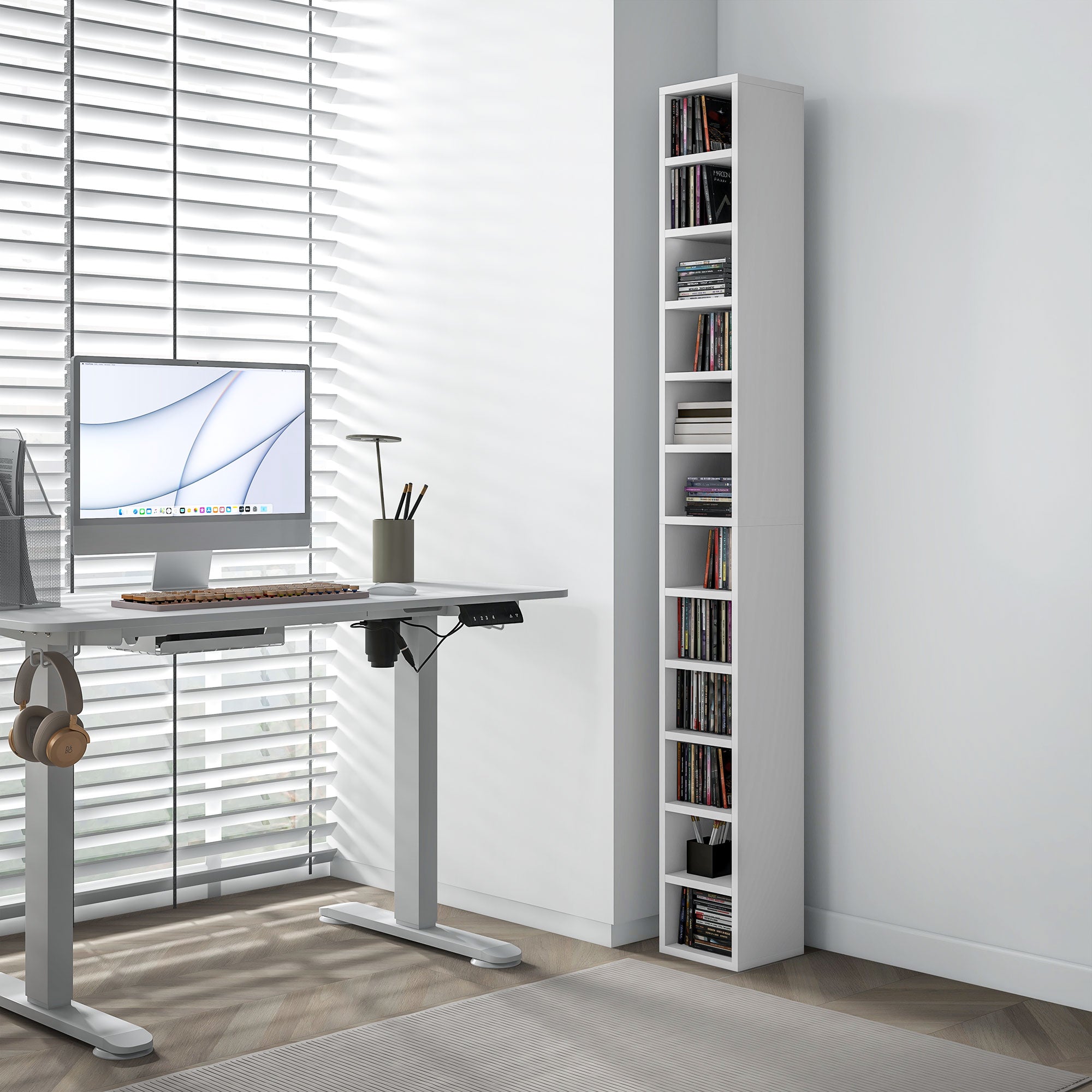 HOMCOM 204 CD Tall Narrow Media Storage Tower - White