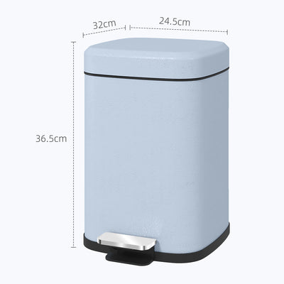 HOMCOM 12L Modern Boxy Metal Home Kitchen Bin - Light Blue 