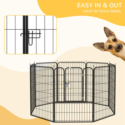 PawHut 8 Panels Heavy Duty Puppy Playpen, for Large, Medium Dogs, Indoor and Outdoor Use - Black 