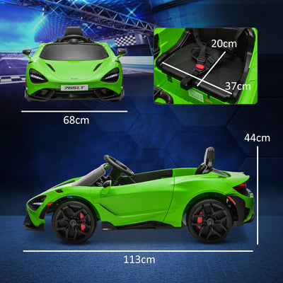AIYAPLAY McLaren 765LT Licensed 12V Kids Electric Ride on Car with Butterfly Doors, Remote Control, Transport Wheels, Green 