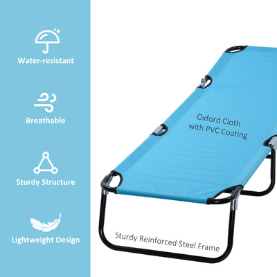 Outsunny Garden Sun Lounger, with Five-Position Back - Light Blue 