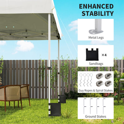 Outsunny 3 x 3 m Pop Up Gazebo with Wheels, UPF50+ One-Touch Outdoor Garden Party Tent Marquee Wedding Awning Canopy, White 