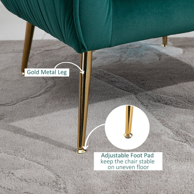 HOMCOM Velvet-Feel Shell Back Accent Chair - Green 