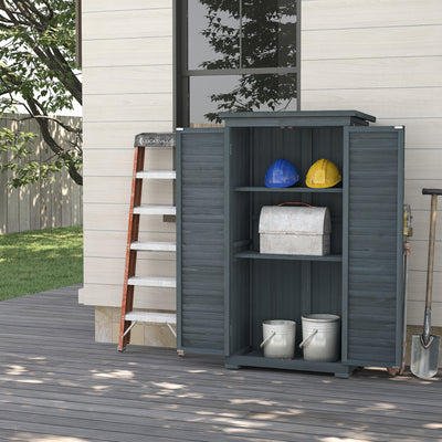 Outsunny 39.5 x 79cm Fir Wood Garden Shed - Grey 