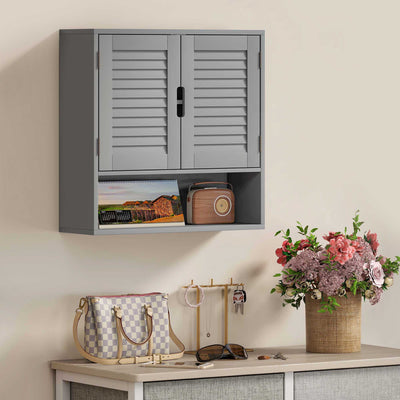 HOMCOM Bathroom Cabinet, Wall Mounted Storage Cabinet with Adjustable Shelves, 60 x 20 x 60 cm, Grey 