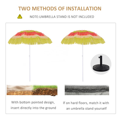 Outsunny 1.6m Patio Garden Hawaii Beach Sun Umbrella Sunshade Hawaiian Folding Tilting Crank Parasol (Multicolor) 