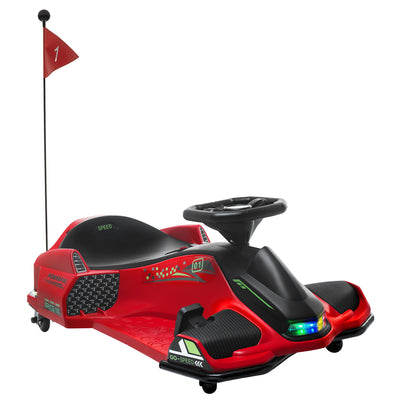 HOMCOM 12V Kids Electric Go Kart with Music, LED Lights, Slow Start, Red 