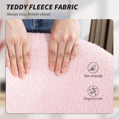 HOMCOM Teddy Fleece Office Chair with Wheels - Light Pink 