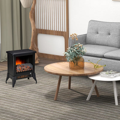 HOMCOM Electric Fireplace Stove, Free standing Fireplace Heater with Realistic Flame Effect, Adjustable Temperature and Overheat Protection, Black 