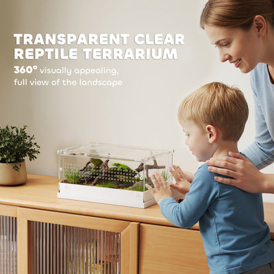 PawHut Acrylic Reptile Terrarium with Top Sliding Door, Vents,  for Snake, Frog, Spider, Gecko, Tarantula, 30 x 20 x 15 cm 