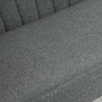 HOMCOM Modern Double Seat Sofa Loveseat Couch 2 Seater Compact Sofa Padded Linen Wood Leg Grey 