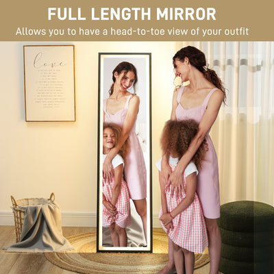 HOMCOM 150 x 40cm Full Length Mirror, with Adjustable Lights - Black 