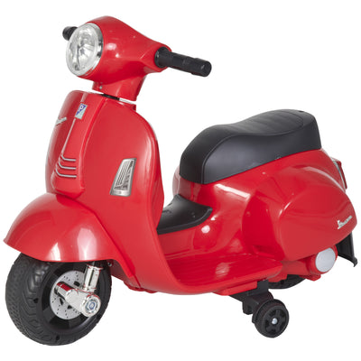 HOMCOM Vespa Licensed 6V Kids Electric Motorbike Ride On Motorcycle  Battery Powered for 18-36 Months with Horn Headlight Red 