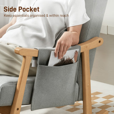 HOMCOM Wood Frame Rocking Accent Chair - Light Grey 