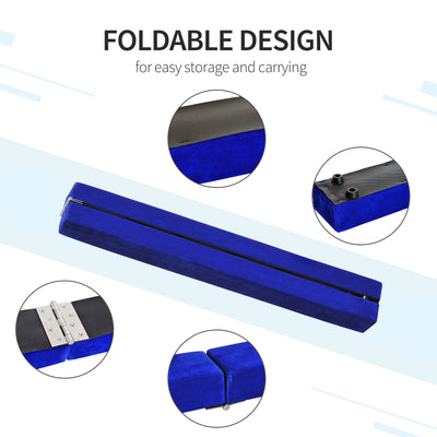 HOMCOM 2.1M 7FT Gymnastics Folding Balance Beam Home Gym Training Exercise Sports - Blue 
