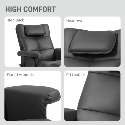 HOMCOM Faux Leather Massage Recliner Chair, with Storage Ottoman - Black 