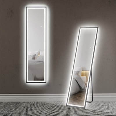HOMCOM 150 x 40cm Full Length Mirror, with Adjustable Lights - Black 