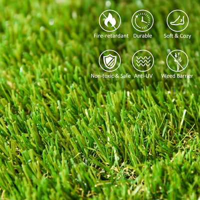 Outsunny 10 PCs 30 x 30cm Artificial Grass Turf, 25mm Pile Height Grass Carpet Fake Grass Mat UV Resistance for Outdoor 