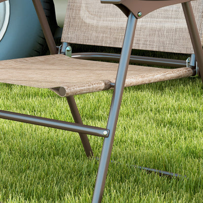 Outsunny Set of Two Folding Garden Chairs, with Fabric Mesh Seats - Mixed Brown 