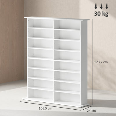 HOMCOM 16-Compartment Media Shelf- White 